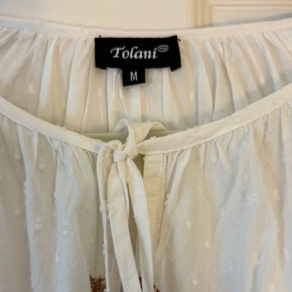 Tolani Cream Blouse with Multicolor Embroidery - Picture 2 of 4